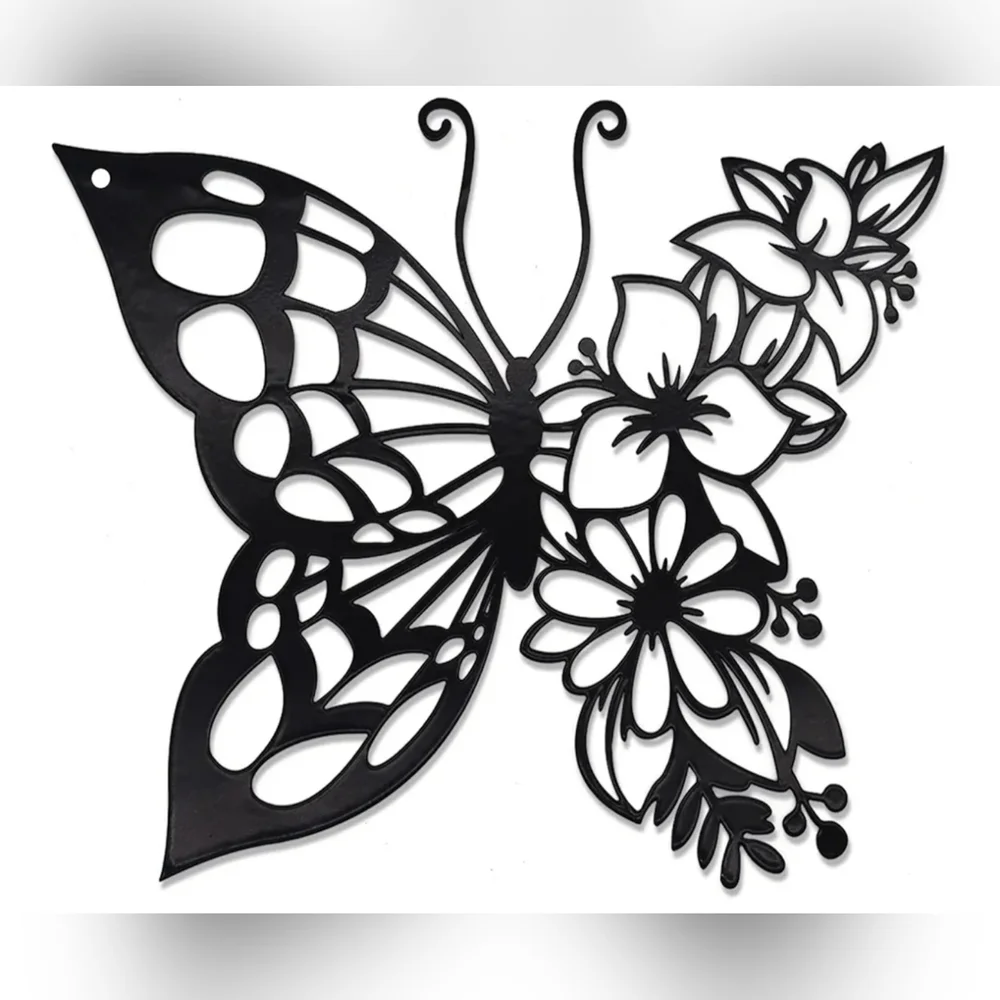 Black‎ Butterfly and Floral Wall Decor